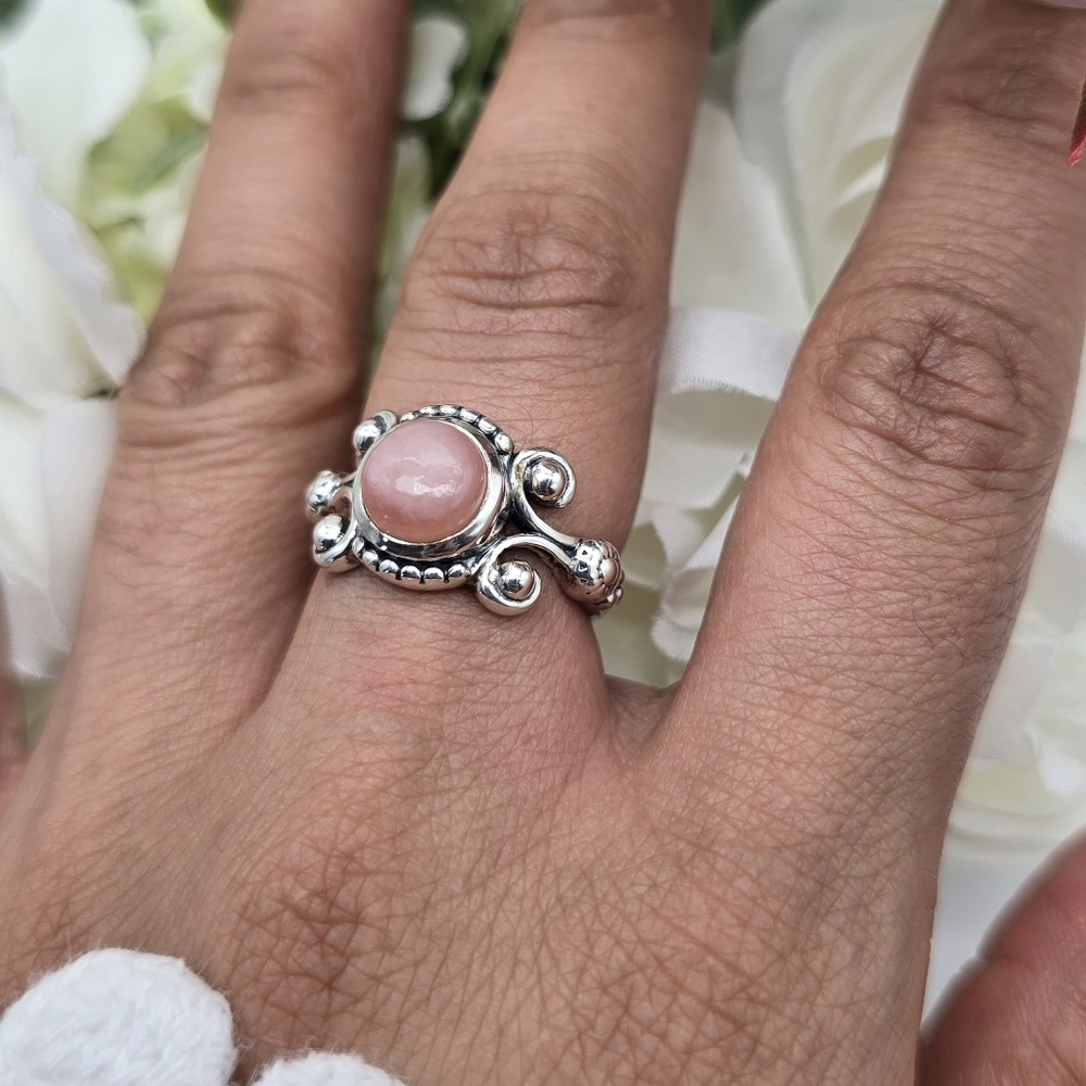 🥰 E's OPAL STERLING SILVER RING - Picture 4 of 9
